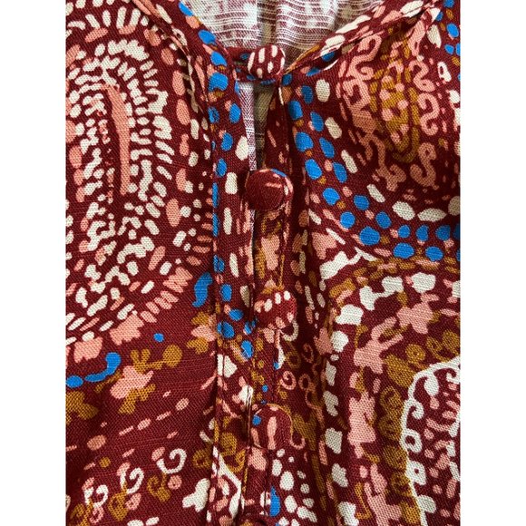 Knox Rose Tunic Blouse Large Multicolor Paisley Boho Peasant Long Sleeve NWT - Picture 6 of 9